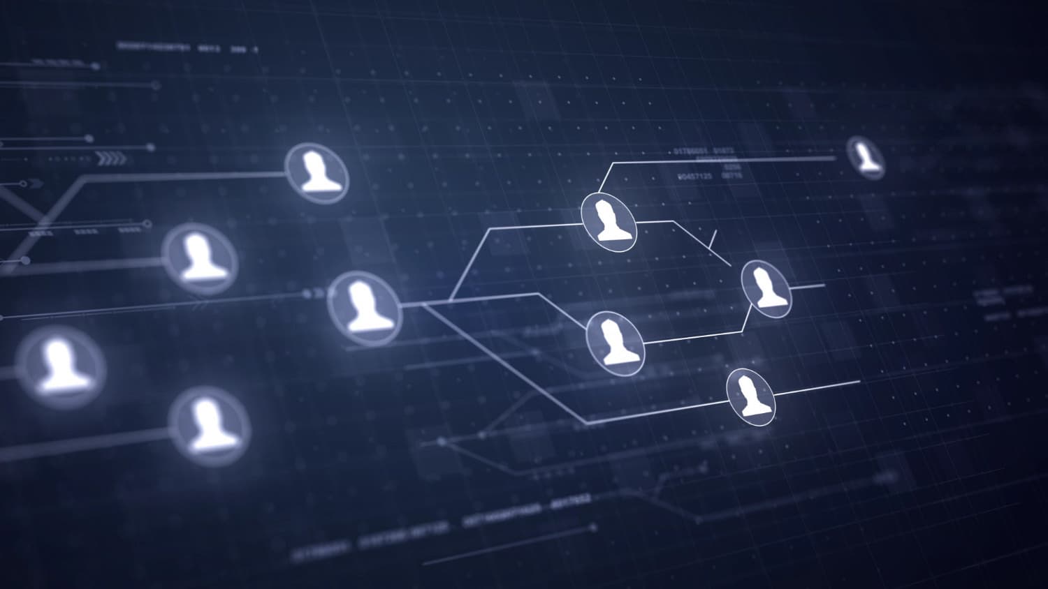 Rappresentazione di un funnel di gestione dei lead in un CRM aziendale: rete di contatti commerciali in entrata e qualificazione progressiva